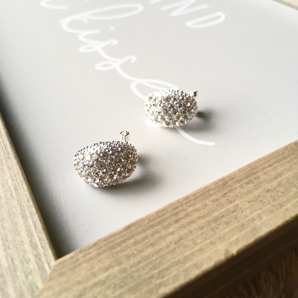 Silver Cluster Simulated Diamond Crystal Earrings - Picture 4 of 6